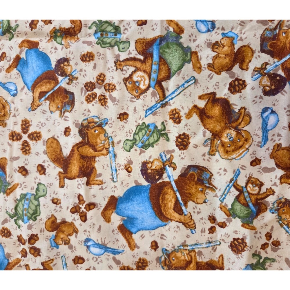RJR Ramblin Woods Novelty Quilting Fabric Camping Animals 1 Yard 42x36